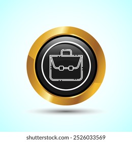 Ilustración de diseño de icono de maletín, Icono de bolso para App y Sitios web, Diseño de Botón redondo de color dorado