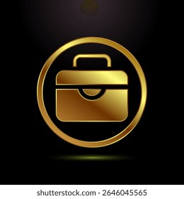 Briefcase icon design illustration, bag icon for apps and websites in gold color style