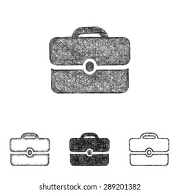 Briefcase icon design set - sketch line art