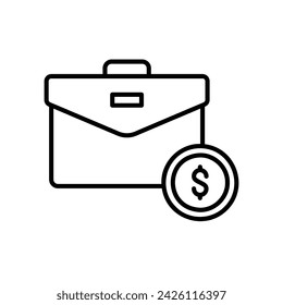 Briefcase icon with dollar coins for business
