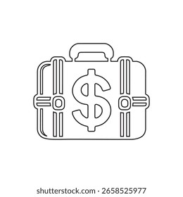 Icono de maletín con signo de dólar