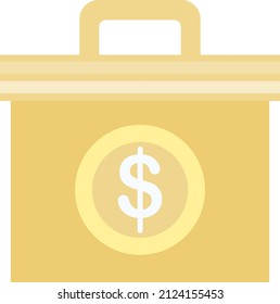Icono de maletín con vector de signo de dólar. Maleta de dinero aislada de fondo blanco. Crédito, préstamo, inversión, beneficios empresariales. Estuche de bolsa de carteras planas