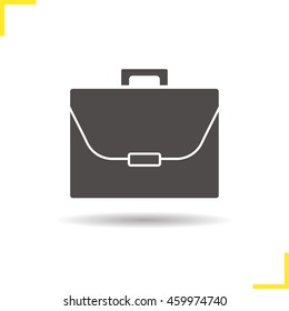 Briefcase icon. Drop shadow portfolio silhouette symbol. Negative space. Vector isolated illustration