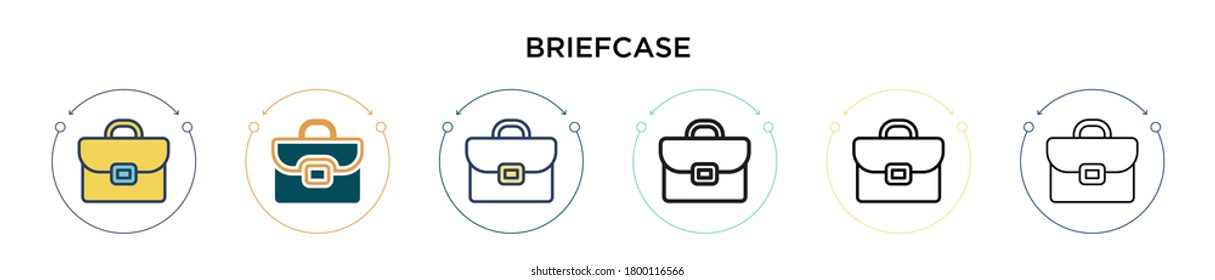 Briefcase icon in filled, thin line, outline and stroke style. Vector illustration of two colored and black briefcase vector icons designs can be used for mobile, ui, web