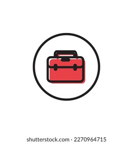 Briefcase icon. Flat color design. Vector Illustration.