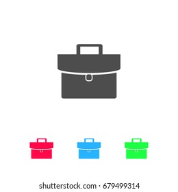 Briefcase icon flat. Color pictogram on white background. Vector illustration symbol and bonus icons