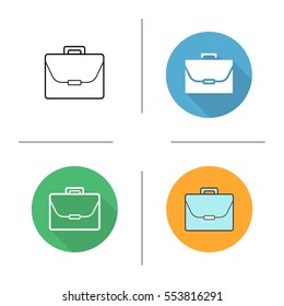 Briefcase icon. Flat design, linear and color styles. Laptop bag. Portfolio. Isolated vector illustrations