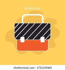 Briefcase icon flat design on yellow background