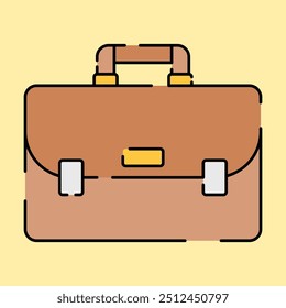 Briefcase Icon Flat Design Style, Perfect for Education and School Related Designs