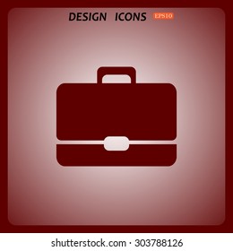 Briefcase icon. Flat design style