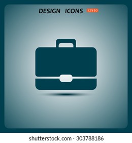 Briefcase icon. Flat design style