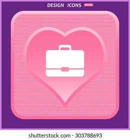 Briefcase icon. Flat design style
