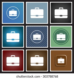 Briefcase icon. Flat design style