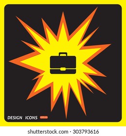Briefcase icon. Flat design style