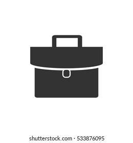 Briefcase icon flat. Illustration isolated on white background. Vector grey sign symbol