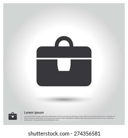 Briefcase Icon, Flat pictograph Icon design gray background. Vector illustration.