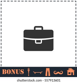 Briefcase icon flat. Simple vector symbol and bonus icon