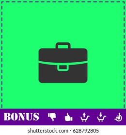 Briefcase icon flat. Simple vector symbol and bonus icon