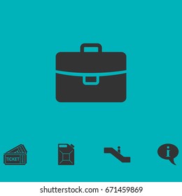 Briefcase icon flat. Simple vector symbol and bonus icon