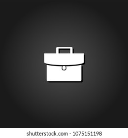 Briefcase icon flat. Simple White pictogram on black background with shadow. Vector illustration symbol