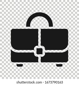 Briefcase icon in flat style. Businessman bag vector illustration on white isolated background. Portfolio business concept.