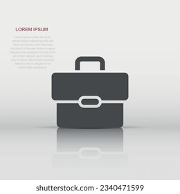 Briefcase icon in flat style. Businessman bag vector illustration on white isolated background. Portfolio business concept.