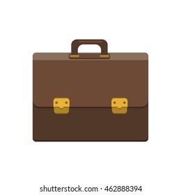 Briefcase Icon In Flat Style. Businessman Bag. Mens Case With Lock Isolated Icon. Modern Vector Illustration For Web And Mobile.