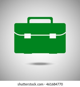 Briefcase icon. Flat style. Grey background. Vector illustration.