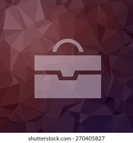 Briefcase icon in flat style for web and mobile, modern minimalistic flat design. Vector white icon on abstract polygonal background