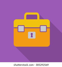 Briefcase icon. Flat vector related icon with long shadow for web and mobile applications. It can be used as - logo, pictogram, icon, infographic element. Vector Illustration.