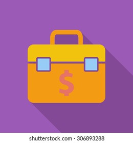 Briefcase icon. Flat vector related icon with long shadow for web and mobile applications. It can be used as - logo, pictogram, icon, infographic element. Vector Illustration.
