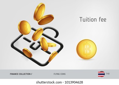 Briefcase icon with flying Thailand Baht coins, finance concept. Vector illustration for print, websites, web design, mobile app, infographics.