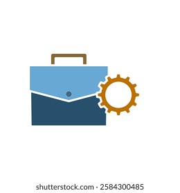 briefcase icon with gear, simple flat style, illustration, logo sign symbol pictogram template, for ui or ux isolated on white for mobile app, editable