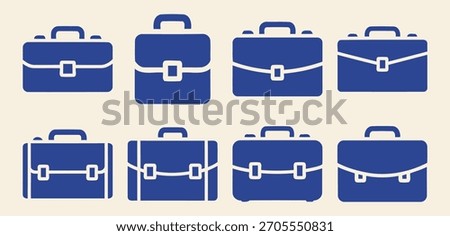 Briefcase Icon Grid Solid filled icon set of briefcase sizes: small, medium, large, compact, expandable, slim, bulky, and standard