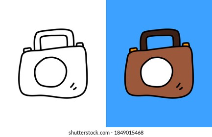 briefcase icon in hand drawn doodle style. Can use for website, graphic info etc