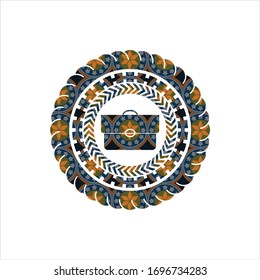 icono de la cartera de documentos dentro de la placa árabe. Decoración árabe.