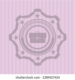 briefcase icon inside badge with pink background