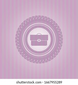 briefcase icon inside badge with pink background