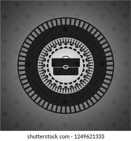 briefcase icon inside black emblem