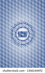 briefcase icon inside blue hexagon emblem.