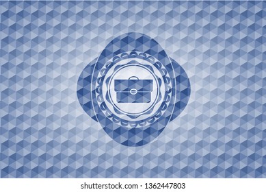 briefcase icon inside blue hexagon emblem.