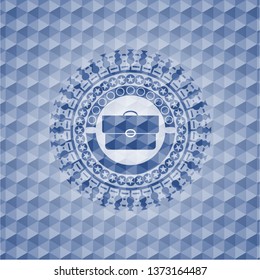 briefcase icon inside blue hexagon badge.