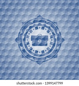 briefcase icon inside blue hexagon badge.