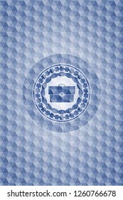 briefcase icon inside blue polygonal badge.
