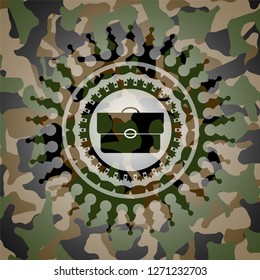 briefcase icon inside camo emblem