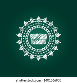 briefcase icon inside chalk emblem