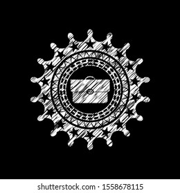 briefcase icon inside chalk emblem