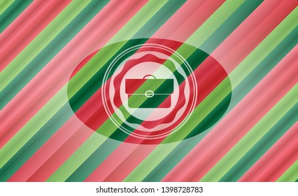 briefcase icon inside christmas colors emblem.