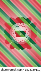 briefcase icon inside christmas colors style emblem.