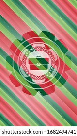 icono de la cartera de documentos dentro del emblema de los colores de Navidad.